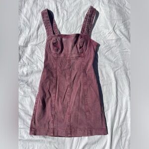 Urban Outfitters Pink Corduroy Overall Mini Dress